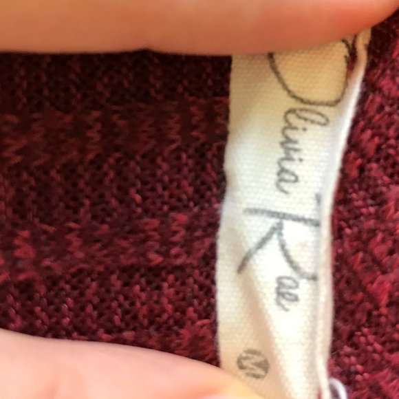 Burgundy Knit/Ribbed Tank Top, Tie, Front Buttons - Picture 4 of 4